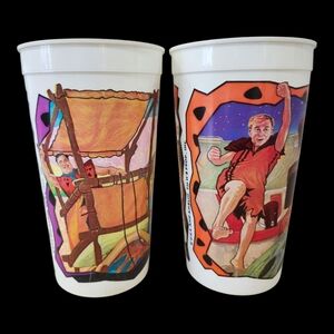 Vintage McDonald's Coca Cola 1994 "The Flintstones" Movie Plastic Tumbler Cups